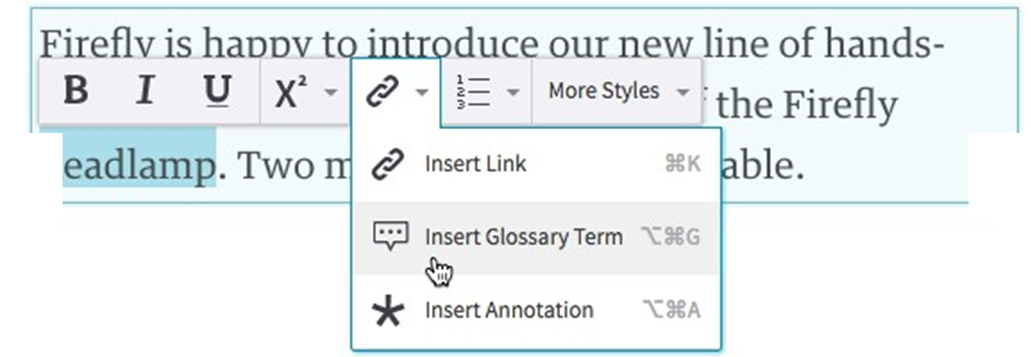 Insert a glossary term