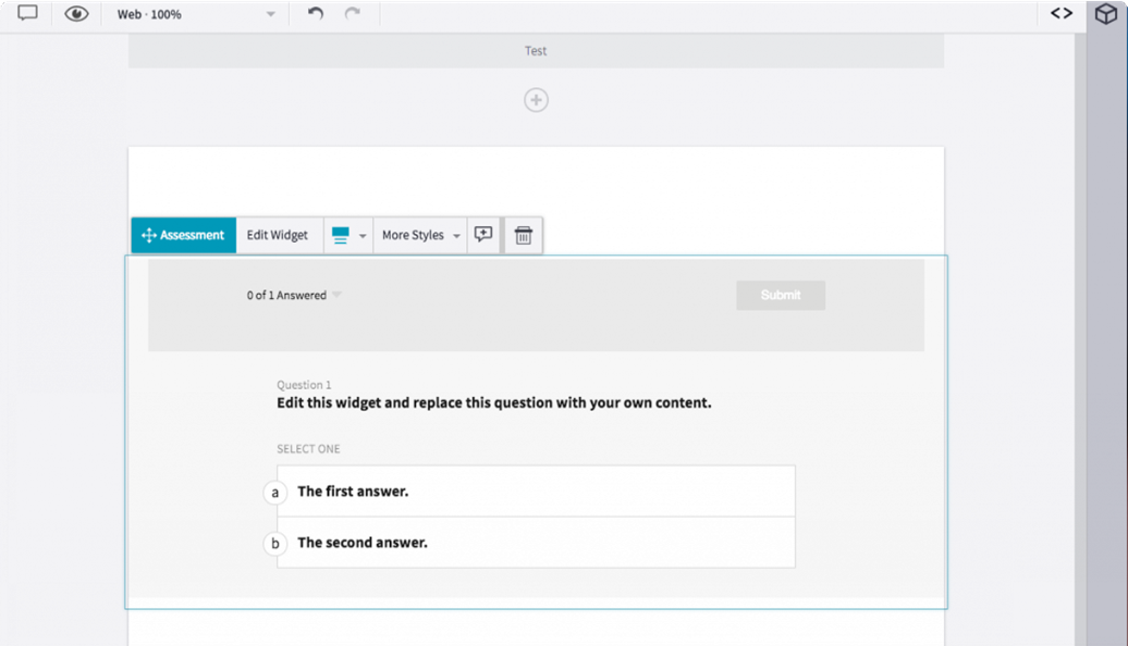 Initial view of the Assessment widget in Habitat