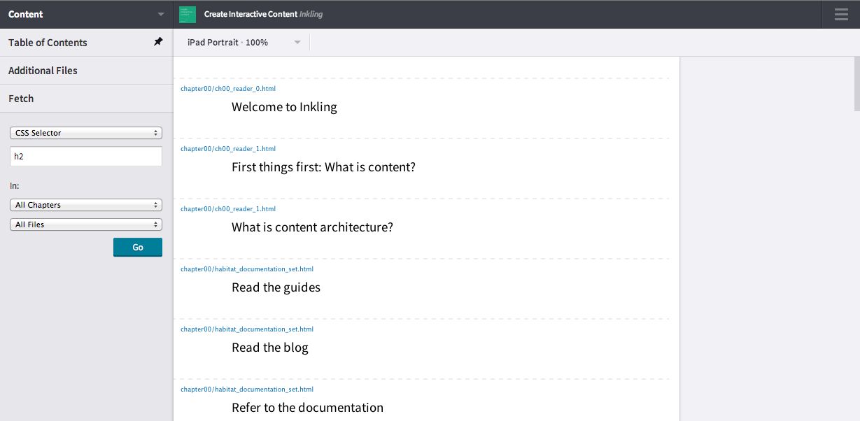 A browser window showing all occurrences of the element you focused on