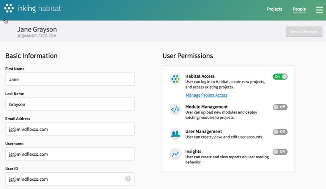 Inkling user account window