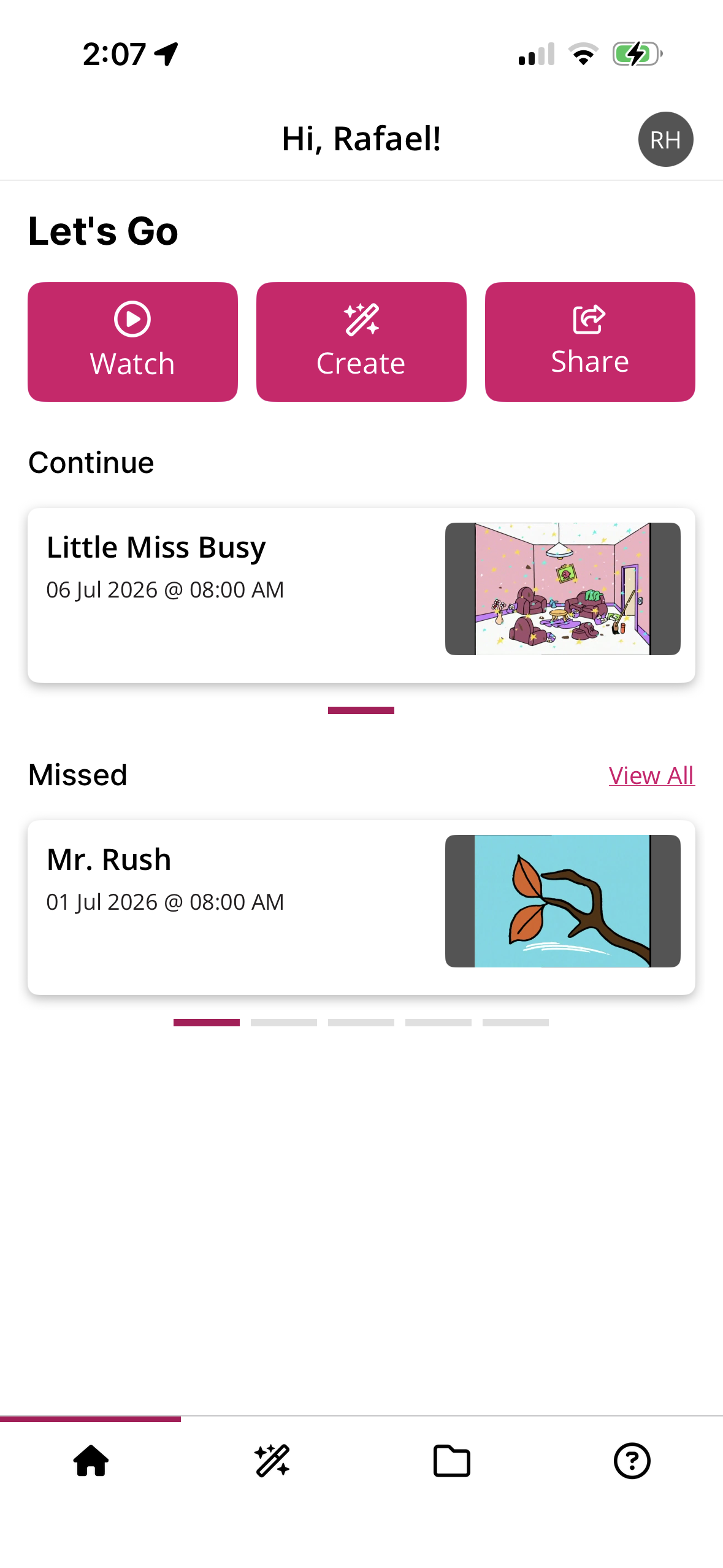 EchoVideo Mobile Dashboard as described showing a Missed class