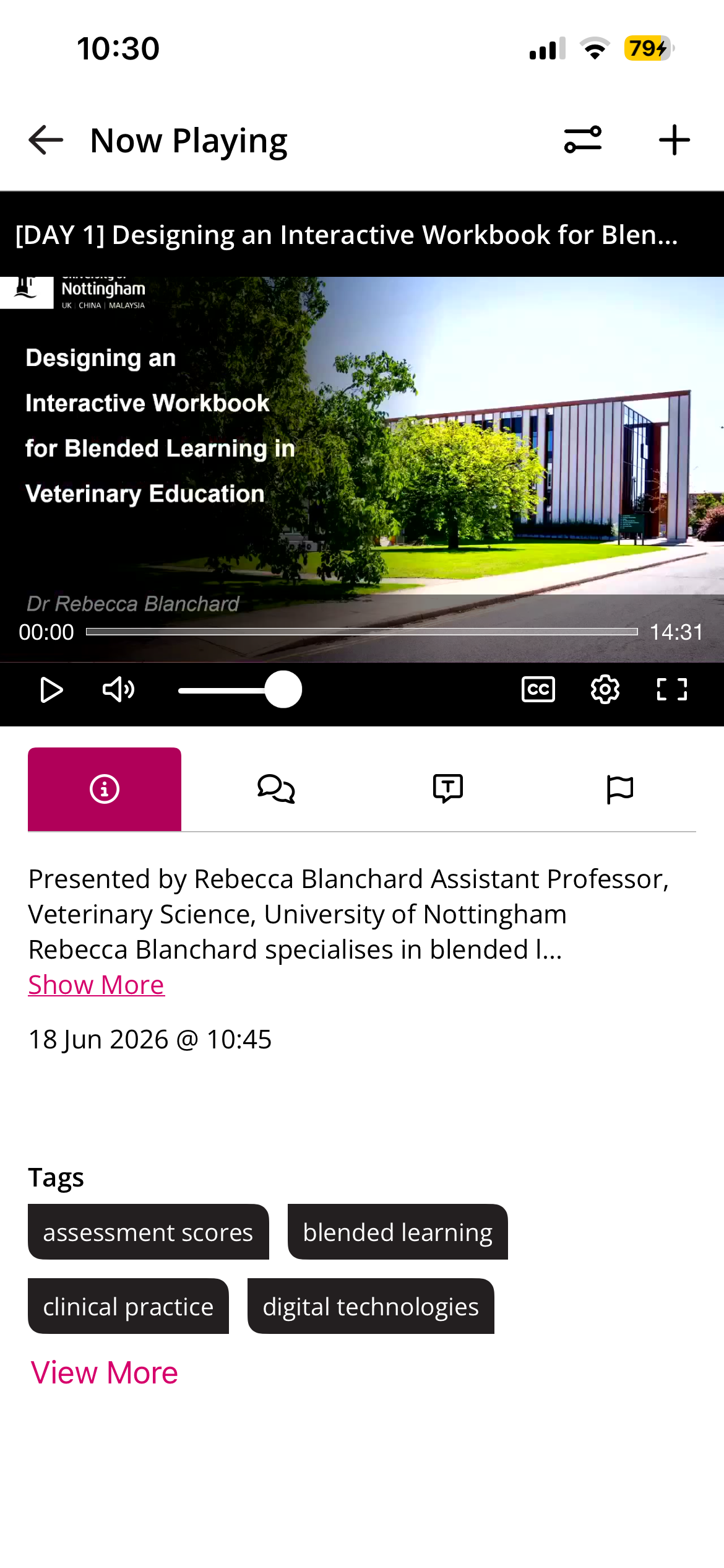 The Info tab for a piece of media shown in the new app