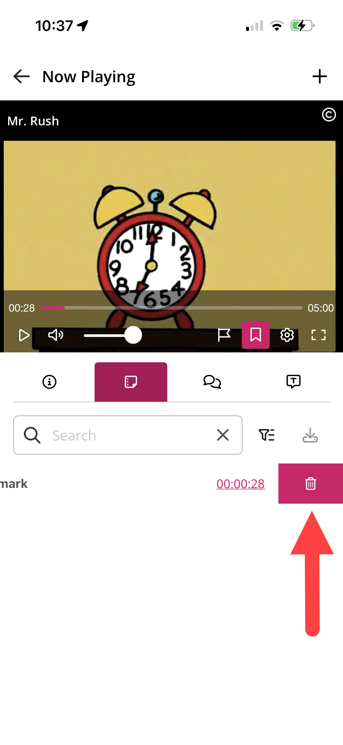 Notes tab showing the Delete option as described
