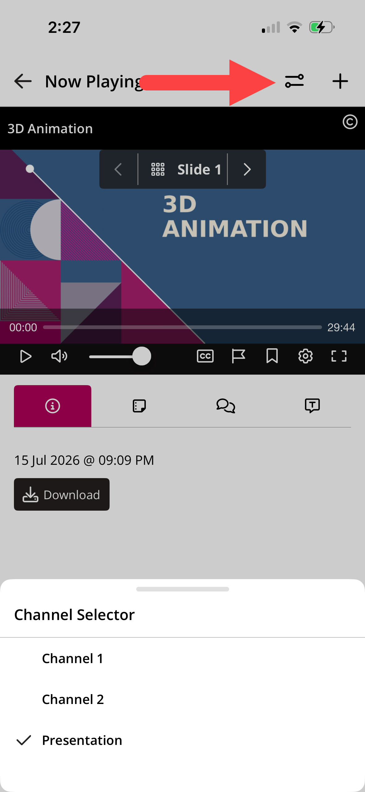 Classroom Channel Switcher with available options
