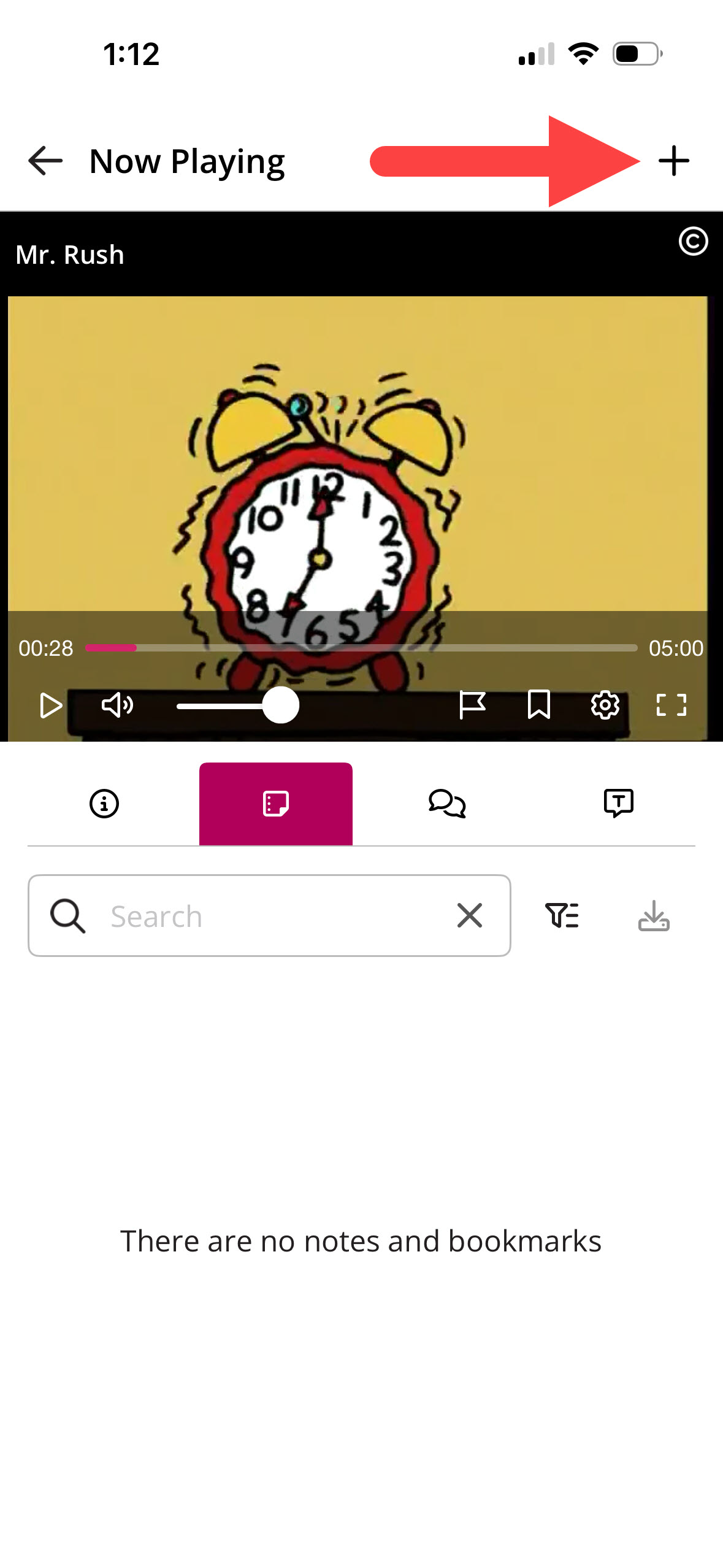 The Notes tab in a class with the Add Notes option identified as described