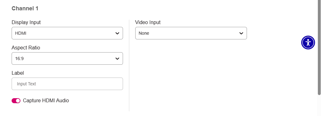Pod Channel 1 configuration options