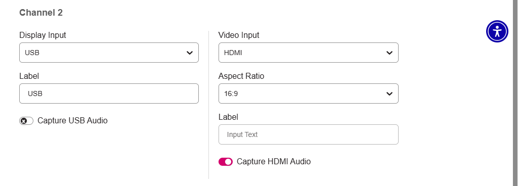 Pod Channel 2 configuration options