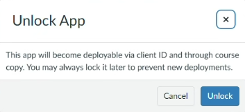 Unlock App modal showing the Unlock button