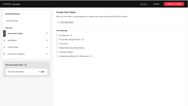 Editing Task Settings in the Activity Editor