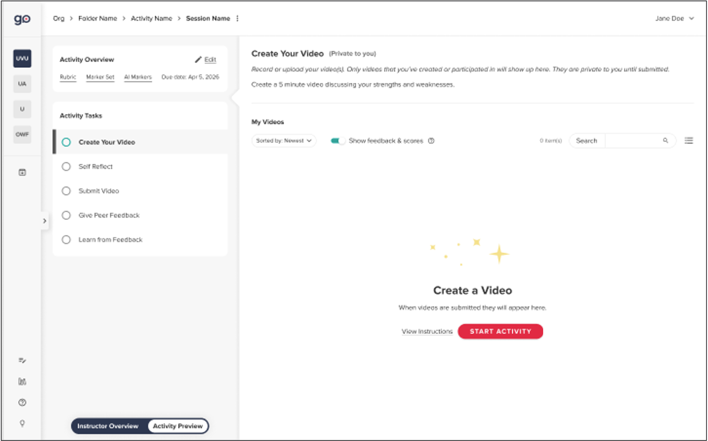 Edit an Existing Activity Through Activity Preview