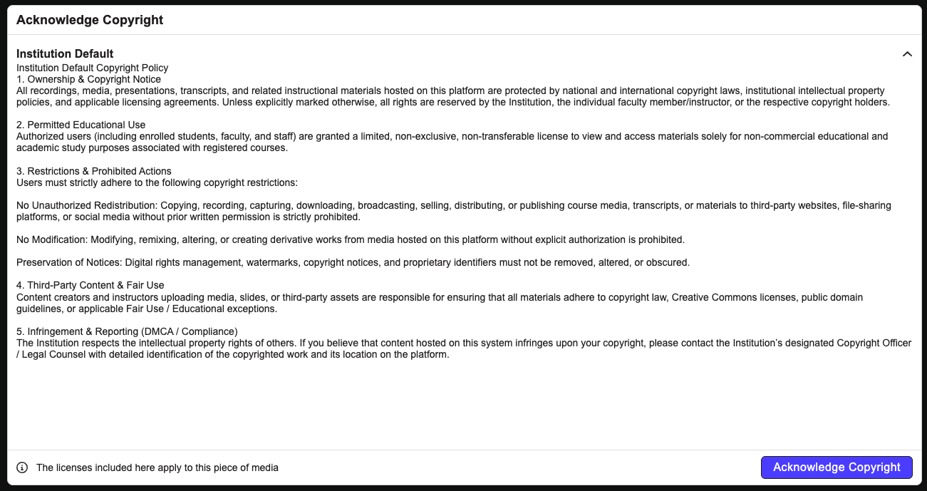 Acknowledgment Copyright shows the full copyright license information