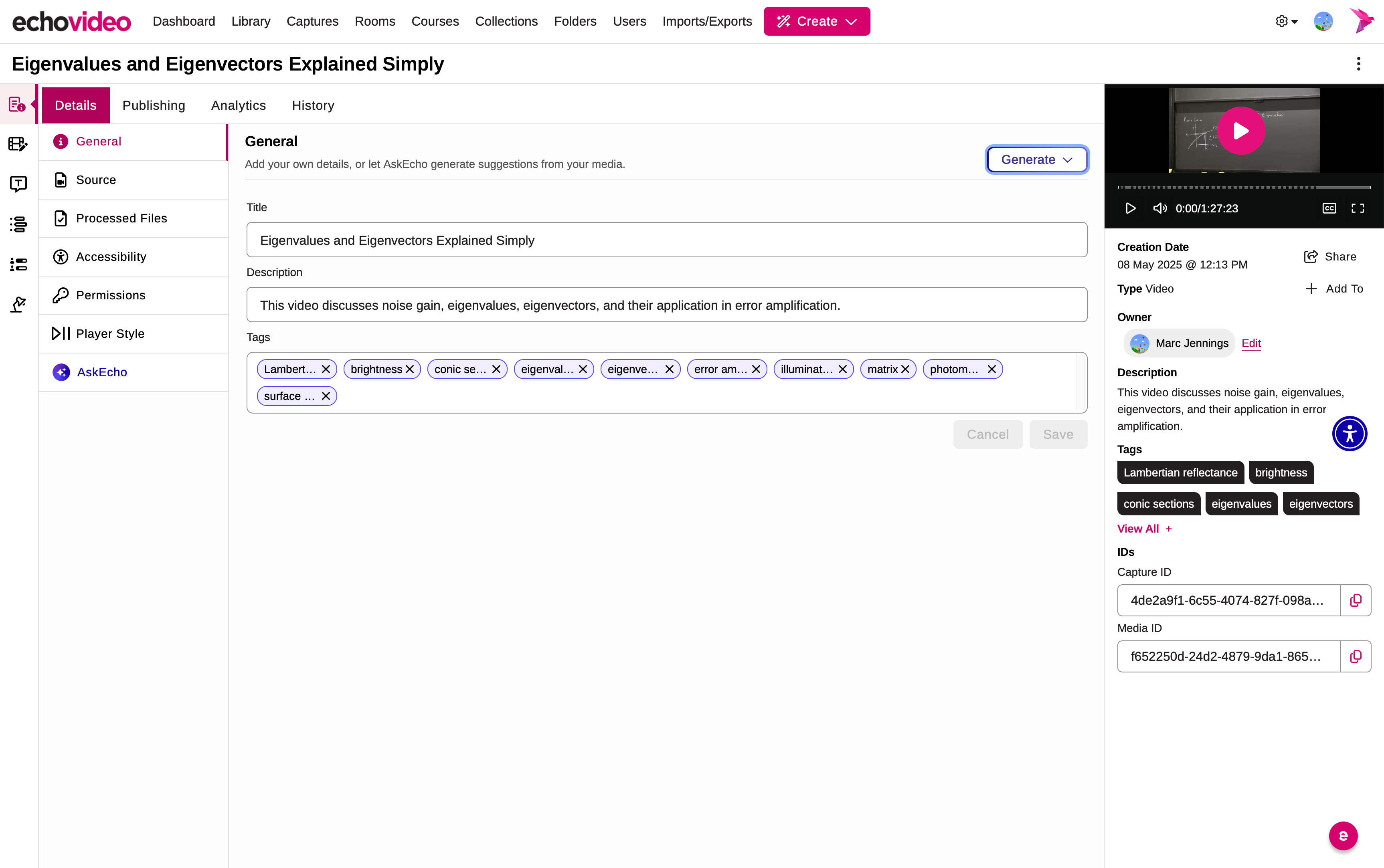 The Details tab of the Media Info tab of the New Media Details Page