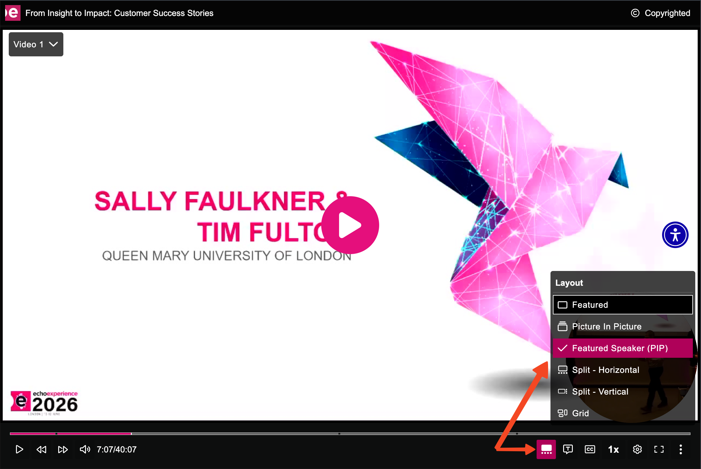 Embedded Media in the New Player showing media with two visual streams