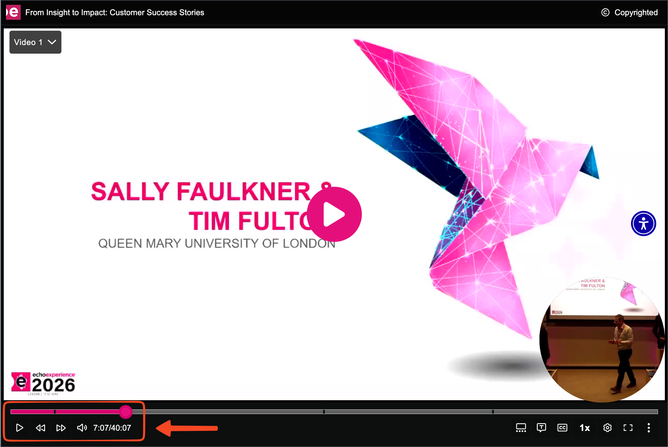 Embedded Media in the New Player showing the left side player controls